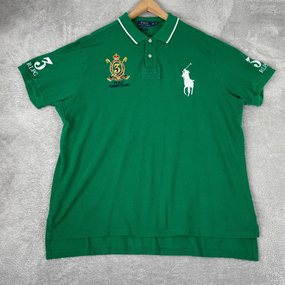 Polo Ralph Lauren Big Pony Polo Mens 2XL Green Custom Fit Embroidered